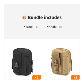 eWaist Pouch; Portal Waist Bag For Camping; Travel; Running (Color: Black*2+Khaki)